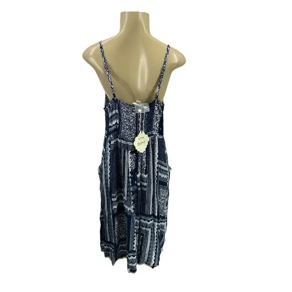 NEW Knox Rose Large Women Patchwork Bandana Print Sun Dress Blue 15-51k - Picture 3 of 9